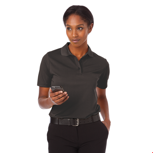 LADIES IL-50 POLO NO POCKET  -  BLACK 2 EXTRA LARGE SOLID