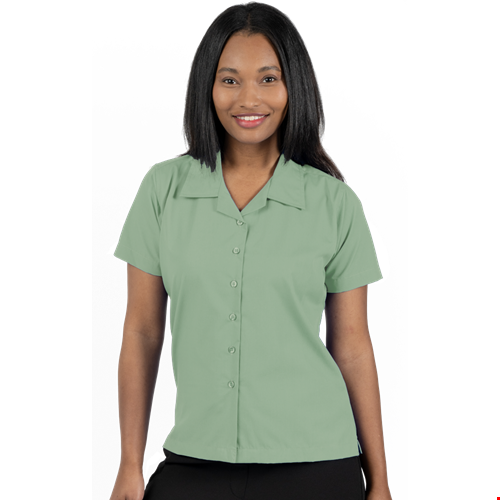 LADIES SHORT SLEEVE SOLID CAMPSHIRT 65/35 POLY/ COTTON  -  SAGE 2 EXTRA LARGE SOLID