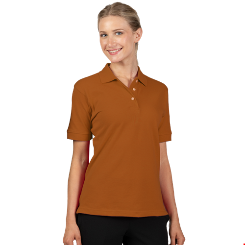 LADIES SHORT SLEEVE 100% COTTON PIQUE POLO  -  BURNT ORANGE 2 EXTRA LARGE SOLID