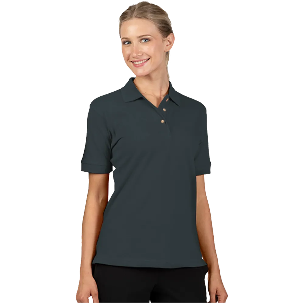 LADIES SHORT SLEEVE 100% COTTON PIQUE POLO  -  GRAPHITE 2 EXTRA LARGE SOLID