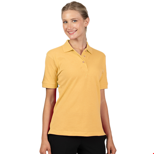 LADIES SHORT SLEEVE 100% COTTON PIQUE POLO  -  MAIZE 2 EXTRA LARGE SOLID