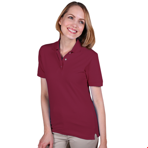 LADIES SHORT SLEEVE TEFLON TREATED PIQUES NO POCKET  -  BURGUNDY 2 EXTRA LARGE SOLID