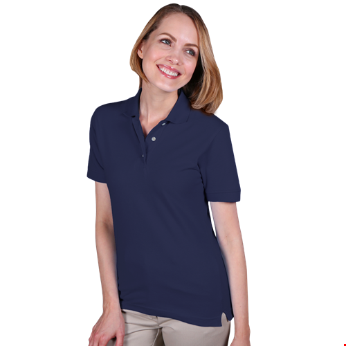 LADIES SHORT SLEEVE TEFLON TREATED PIQUES NO POCKET  -  NAVY 2 EXTRA LARGE SOLID