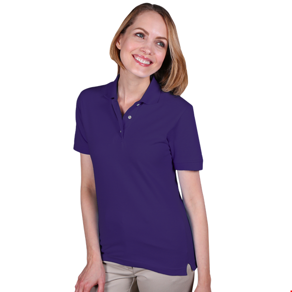 LADIES SHORT SLEEVE TEFLON TREATED PIQUES NO POCKET  -  PURPLE 2 EXTRA LARGE SOLID