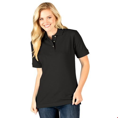 LADIES SHORT SLEEVE SUPERBLEND PIQUE  -  BLACK 2 EXTRA LARGE SOLID