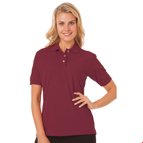 LADIES SHORT SLEEVE SUPERBLEND PIQUE  -  BURGUNDY 2 EXTRA LARGE SOLID