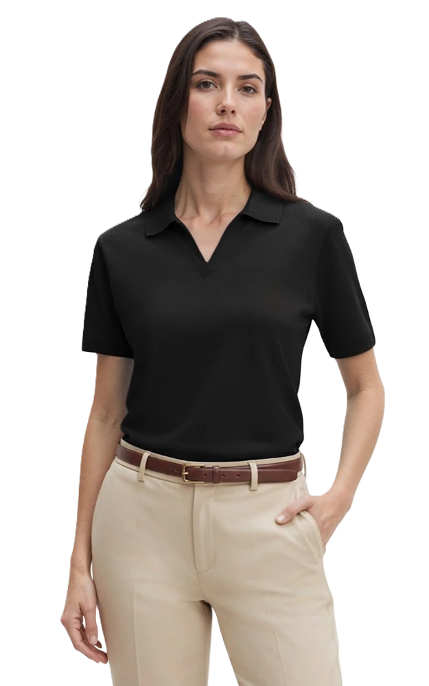 LADIES SHORT SLEEVE V-NECK  -  BLACK 2 EXTRA LARGE SOLID