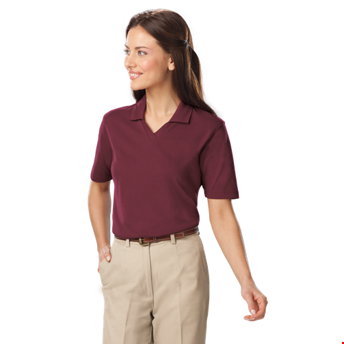 LADIES SHORT SLEEVE V-NECK  -  BURGUNDY 2 EXTRA LARGE SOLID