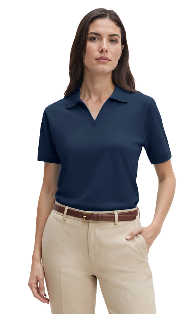 LADIES SHORT SLEEVE V-NECK  -  NAVY 2 EXTRA LARGE SOLID