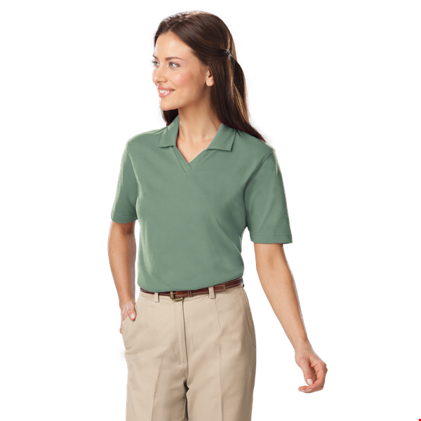 LADIES SHORT SLEEVE V-NECK ### -  SAGE 2 EXTRA LARGE SOLID