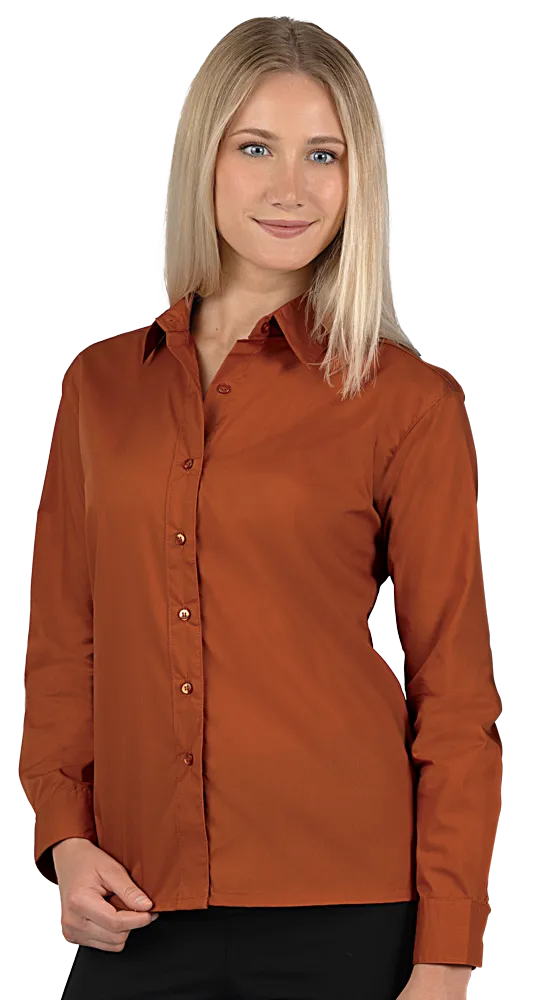 LADIES L/S LIGHT WEIGHT POPLIN SHIRT BURNT ORANGE 2 EXTRA LARGE SOLID