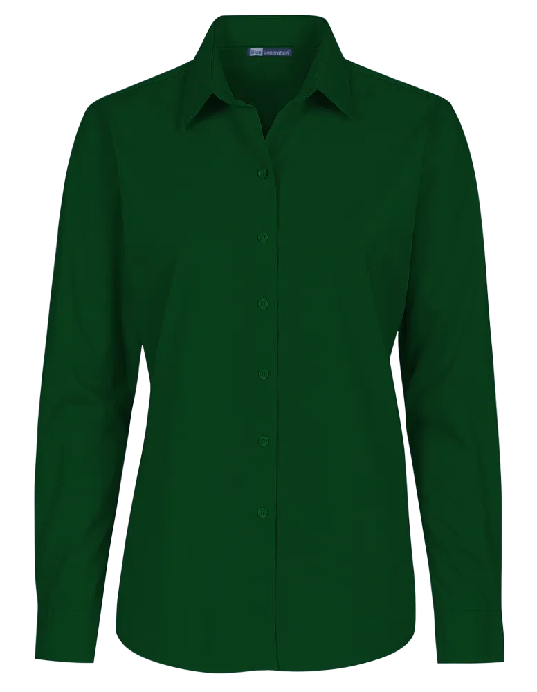 LADIES L/S LIGHT WEIGHT POPLIN SHIRT  -  HUNTER 2 EXTRA LARGE SOLID