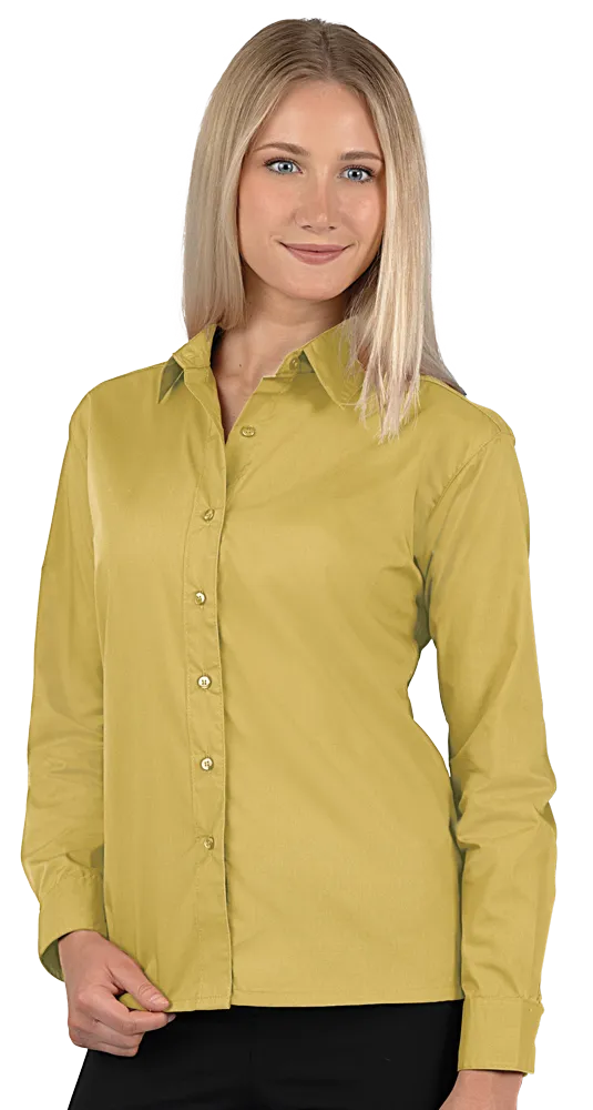 LADIES L/S LIGHT WEIGHT POPLIN SHIRT  -  MAIZE 2 EXTRA LARGE SOLID