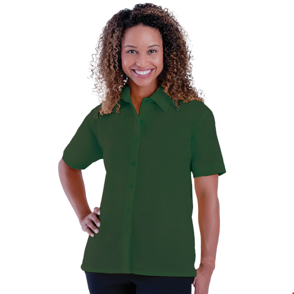 LADIES S/S LIGHT WEIGHT POPLIN SHIRT  -  HUNTER 2 EXTRA LARGE SOLID