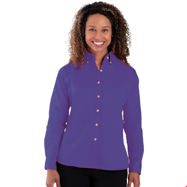 LADIES LONG SLEEVE 100% COTTON TWILL  -  GRAPE 2 EXTRA LARGE SOLID