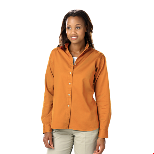 LADIES LONG SLEEVE 100% COTTON TWILL ###  -  MANGO 2 EXTRA LARGE SOLID