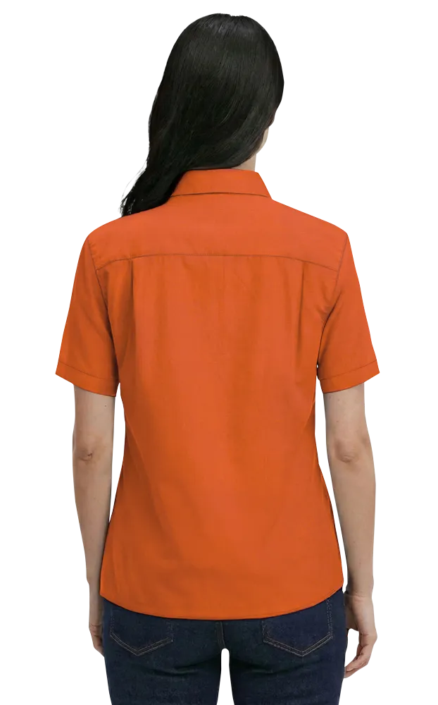 LADIES SHORT SLEEVE 100% COTTON TWILL  -  BURNT ORANGE 2 EXTRA LARGE SOLID