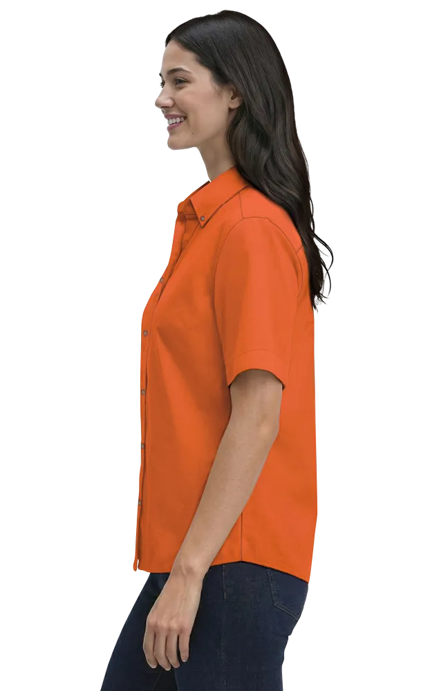 LADIES SHORT SLEEVE 100% COTTON TWILL  -  BURNT ORANGE 2 EXTRA LARGE SOLID