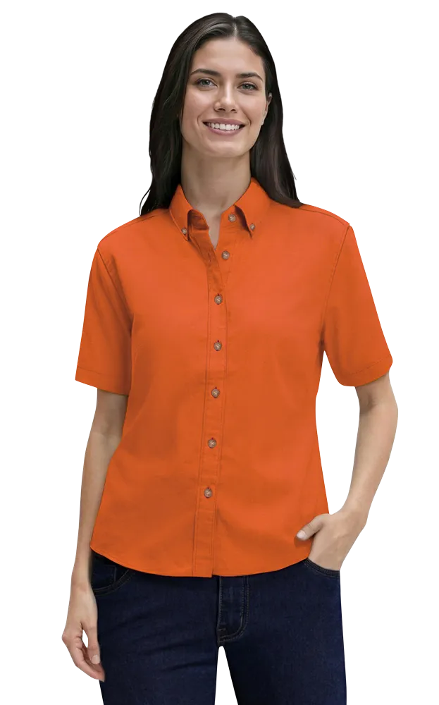 LADIES SHORT SLEEVE 100% COTTON TWILL  -  BURNT ORANGE 2 EXTRA LARGE SOLID
