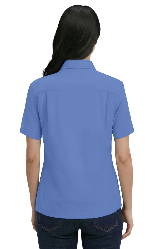 LADIES SHORT SLEEVE 100% COTTON TWILL  -  FRENCH BLUE 2 EXTRA LARGE SOLID