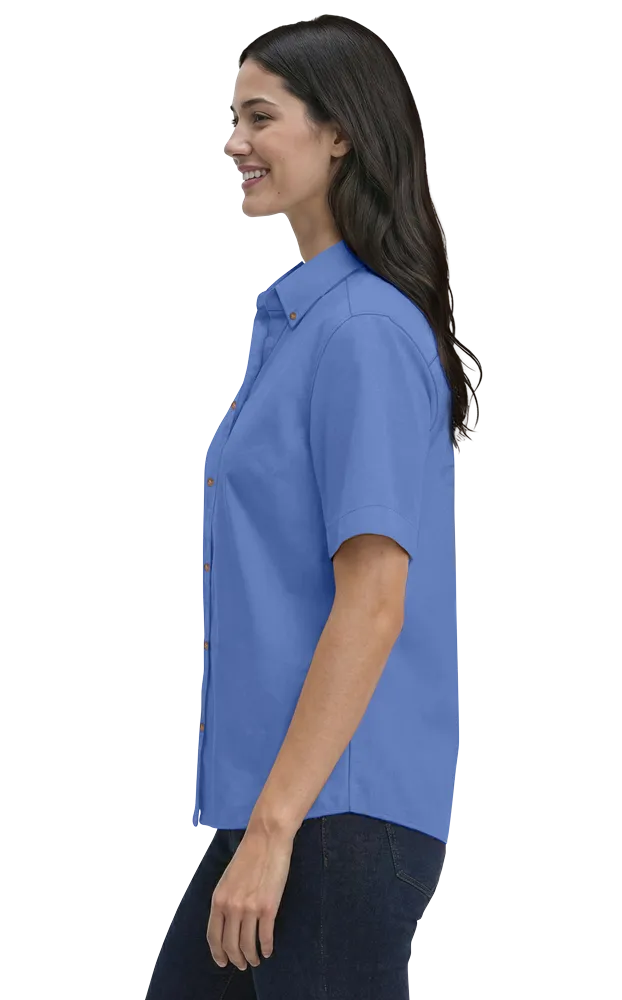 LADIES SHORT SLEEVE 100% COTTON TWILL  -  FRENCH BLUE 2 EXTRA LARGE SOLID