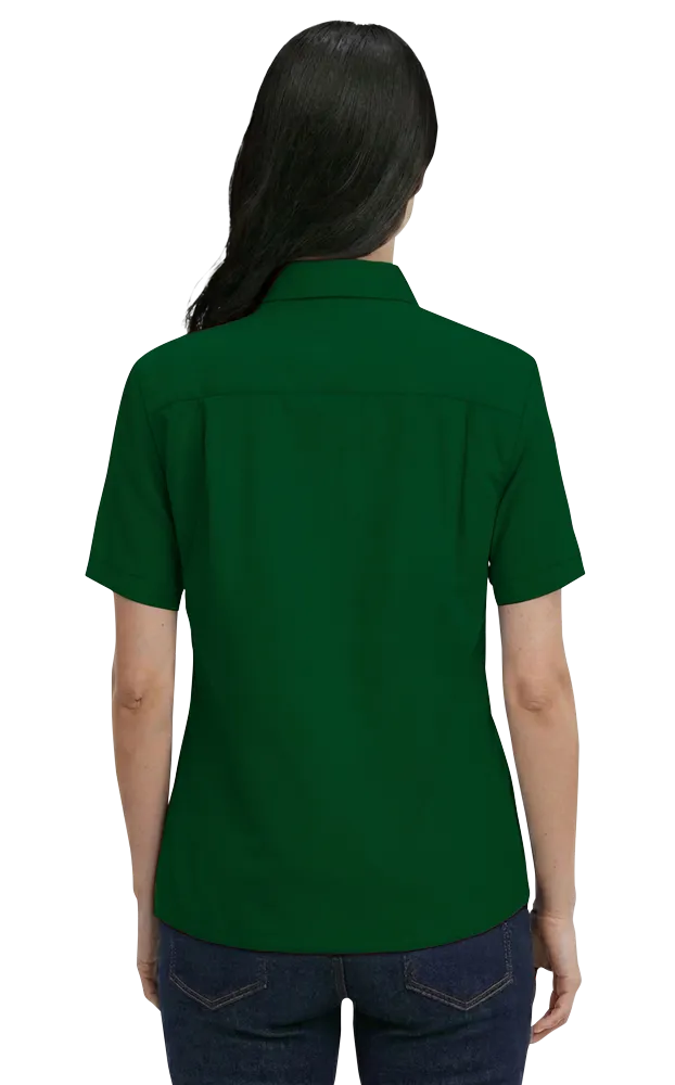 LADIES SHORT SLEEVE 100% COTTON TWILL  -  HUNTER 2 EXTRA LARGE SOLID