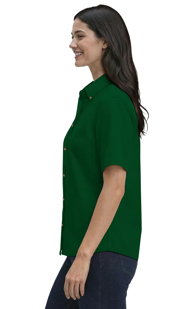 LADIES SHORT SLEEVE 100% COTTON TWILL  -  HUNTER 2 EXTRA LARGE SOLID