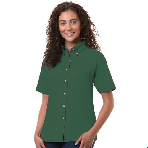 LADIES SHORT SLEEVE 100% COTTON TWILL  -  HUNTER 2 EXTRA LARGE SOLID