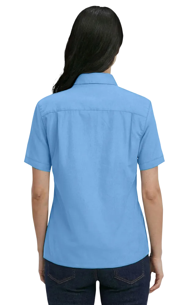 LADIES SHORT SLEEVE 100% COTTON TWILL  -  LIGHT BLUE 2 EXTRA LARGE SOLID