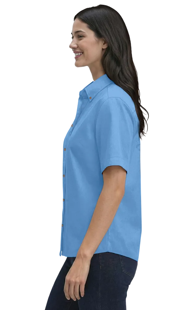 LADIES SHORT SLEEVE 100% COTTON TWILL  -  LIGHT BLUE 2 EXTRA LARGE SOLID