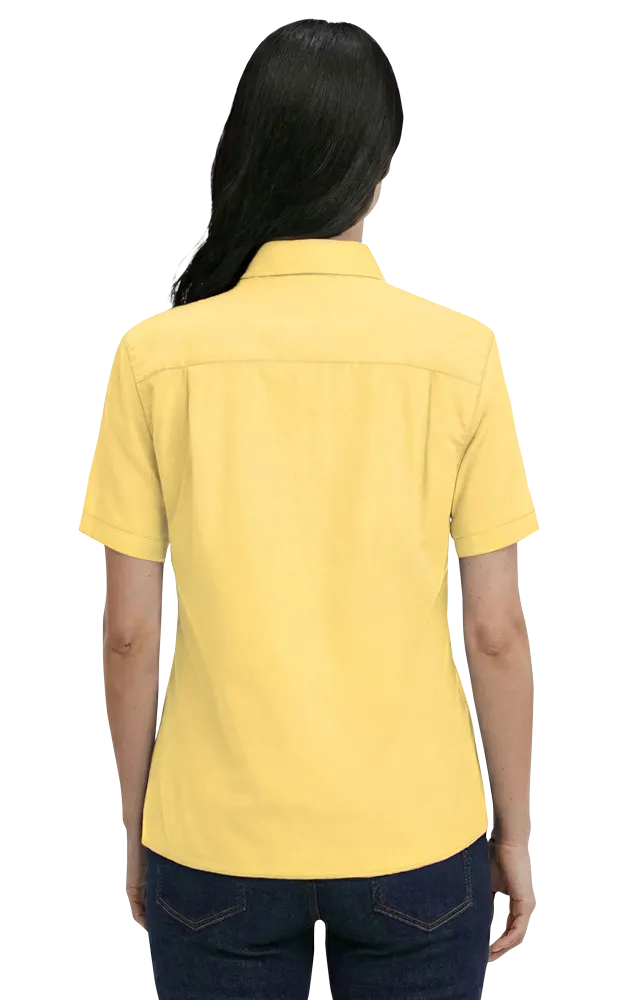 LADIES SHORT SLEEVE 100% COTTON TWILL  -  MAIZE 2 EXTRA LARGE SOLID