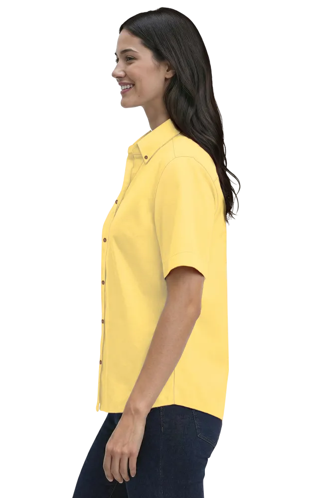 LADIES SHORT SLEEVE 100% COTTON TWILL  -  MAIZE 2 EXTRA LARGE SOLID
