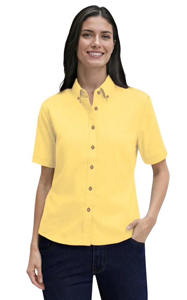 LADIES SHORT SLEEVE 100% COTTON TWILL  -  MAIZE 2 EXTRA LARGE SOLID