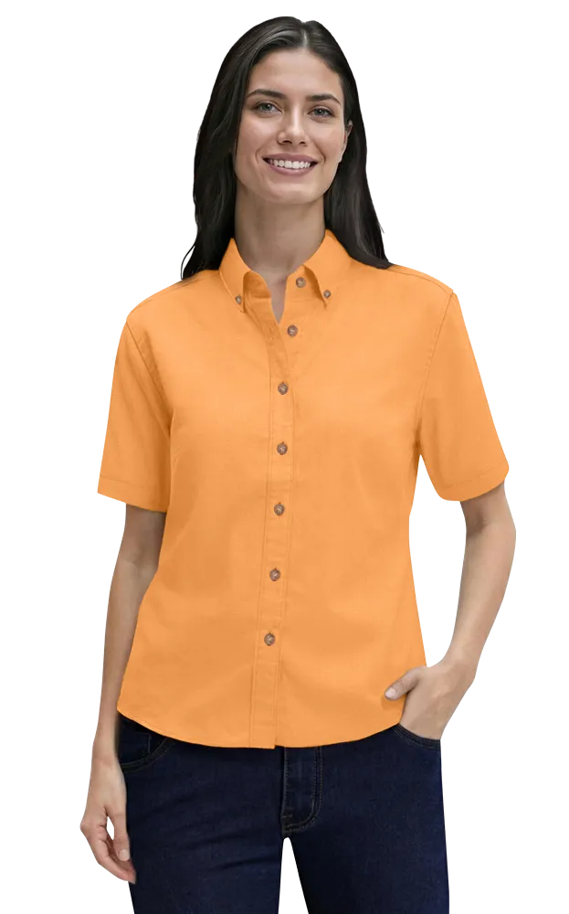 LADIES SHORT SLEEVE 100% COTTON TWILL  -  MANGO 2 EXTRA LARGE SOLID