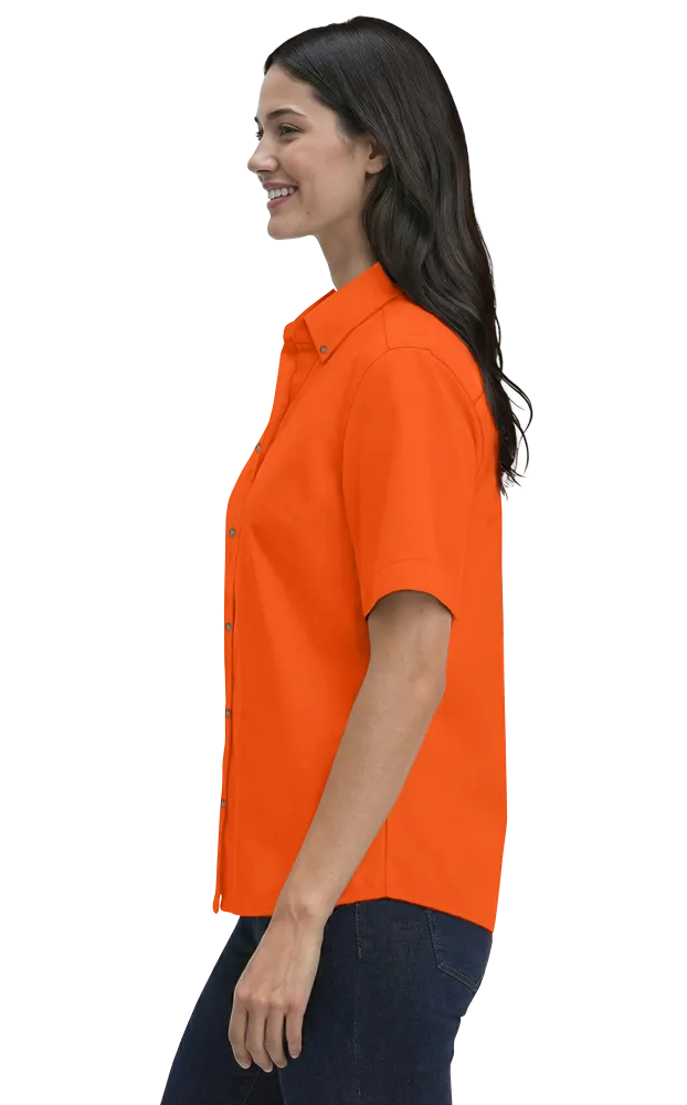 LADIES SHORT SLEEVE 100% COTTON TWILL  -  ORANGE 2 EXTRA LARGE SOLID