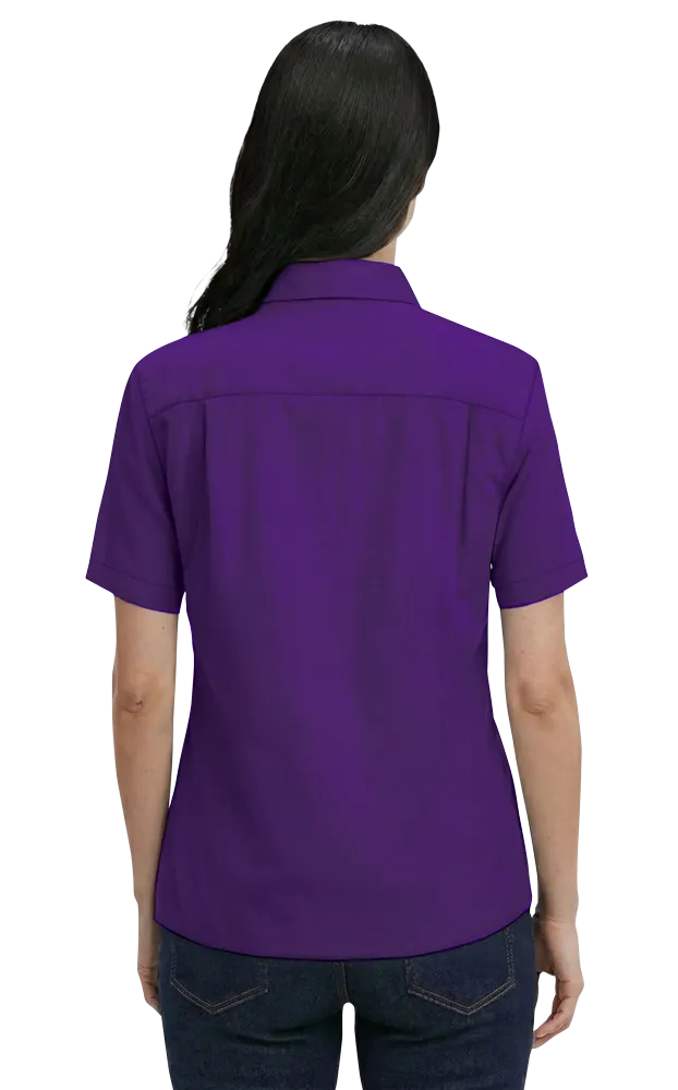 LADIES SHORT SLEEVE 100% COTTON TWILL  -  PURPLE 2 EXTRA LARGE SOLID