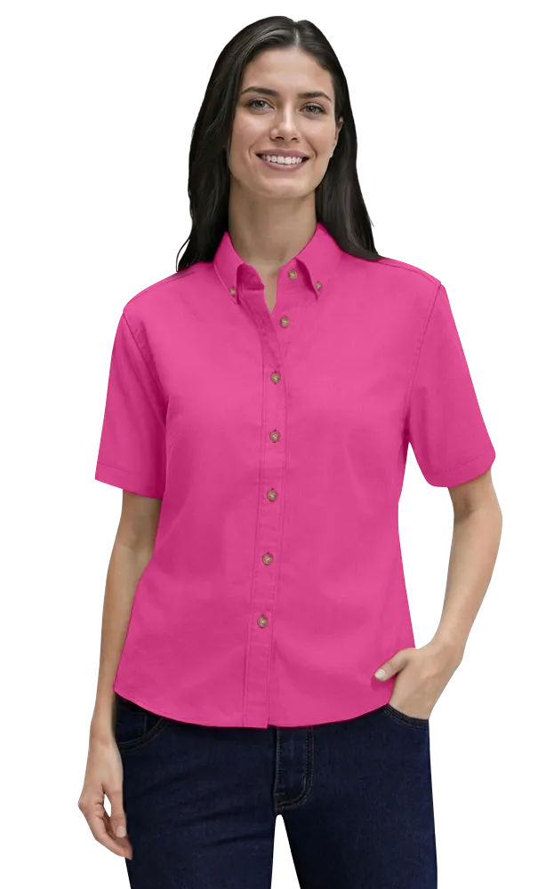 LADIES SHORT SLEEVE 100% COTTON TWILL  -  SANGRIA 2 EXTRA LARGE SOLID