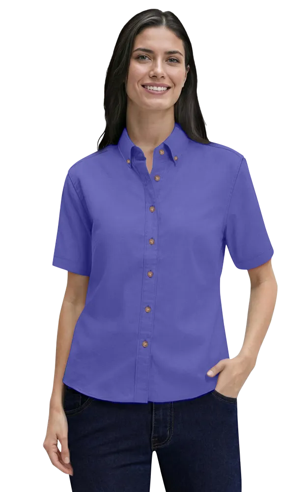LADIES SHORT SLEEVE 100% COTTON TWILL  -  VIOLET 2 EXTRA LARGE SOLID