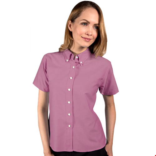 LADIES SHORT SLEEVE OXFORD  -  BURGUNDY 2 EXTRA LARGE SOLID