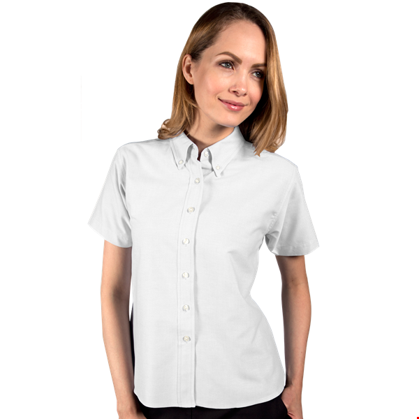 LADIES SHORT SLEEVE OXFORD  -  WHITE 2 EXTRA LARGE SOLID