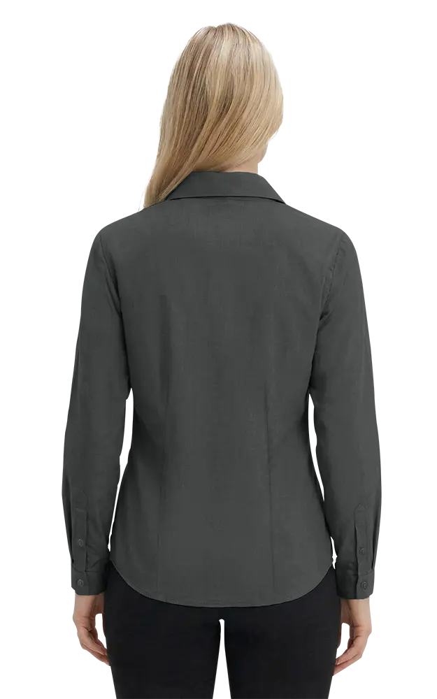 LADIES CROSS-WEAVE L/S SHIRTL  -  CHARCOAL 2 EXTRA LARGE SOLID