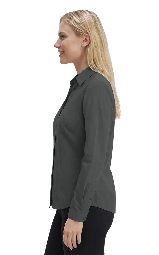 LADIES CROSS-WEAVE L/S SHIRTL  -  CHARCOAL 2 EXTRA LARGE SOLID