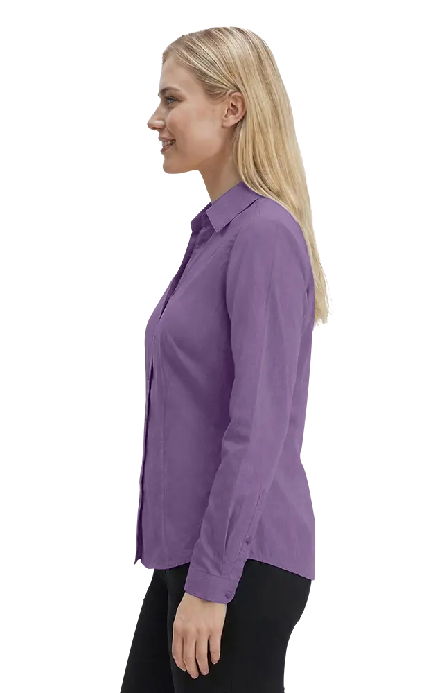 LADIES CROSS-WEAVE L/S SHIRTL  -  PLUM 2 EXTRA LARGE SOLID