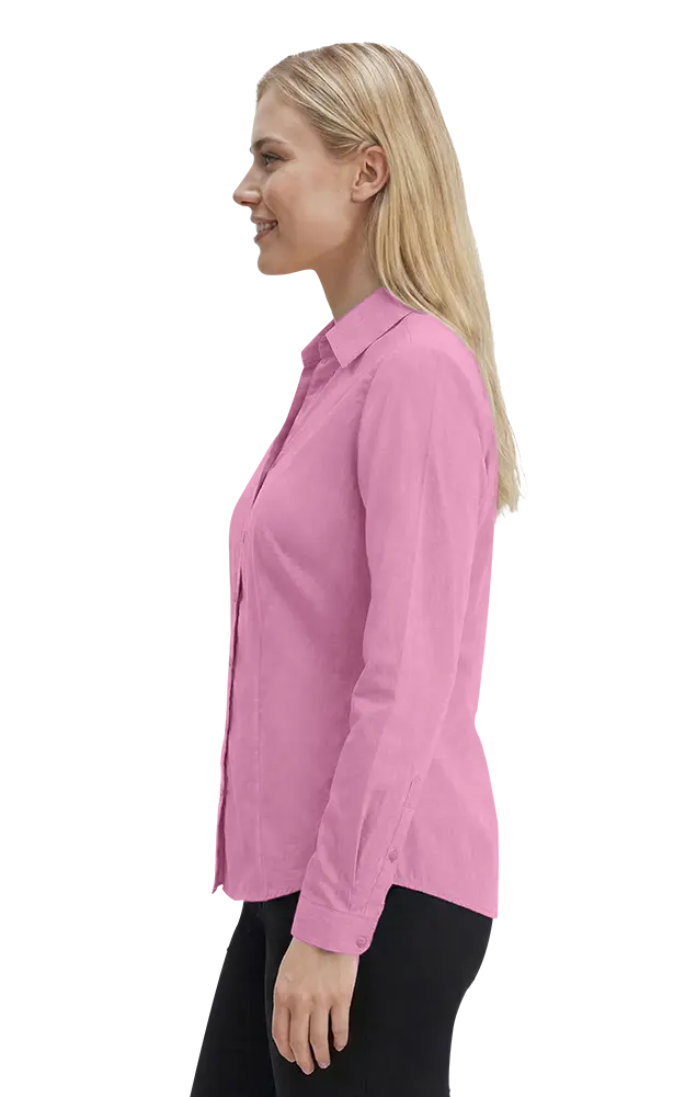 LADIES CROSS-WEAVE L/S SHIRTL  -  ROSE 2 EXTRA LARGE SOLID