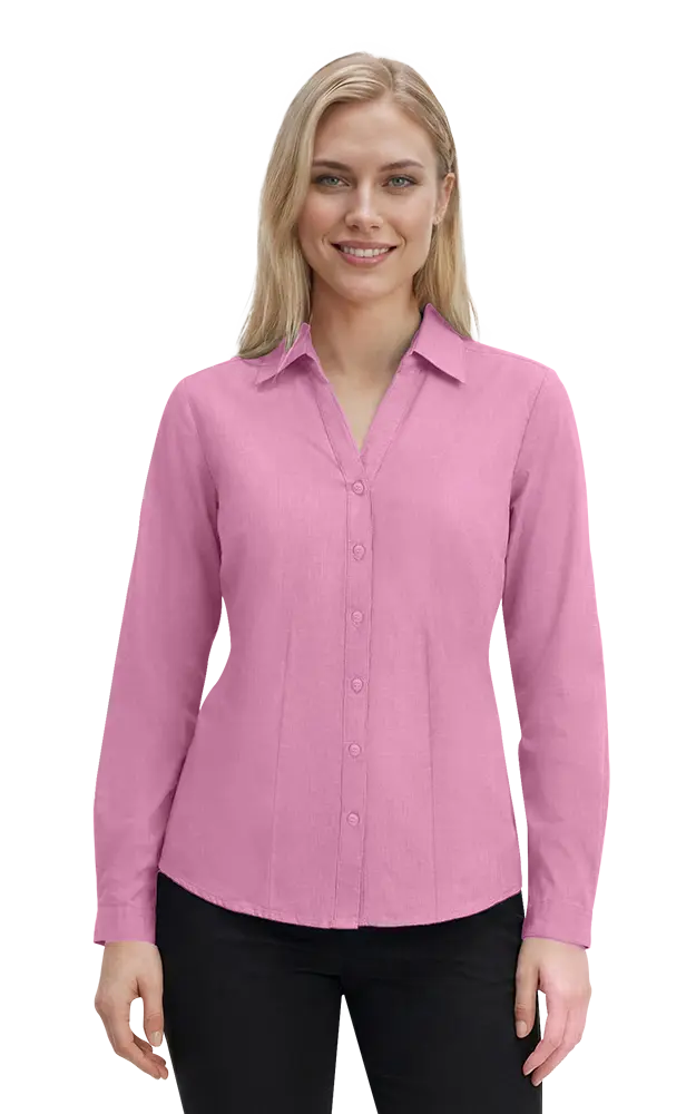 LADIES CROSS-WEAVE L/S SHIRTL  -  ROSE 2 EXTRA LARGE SOLID