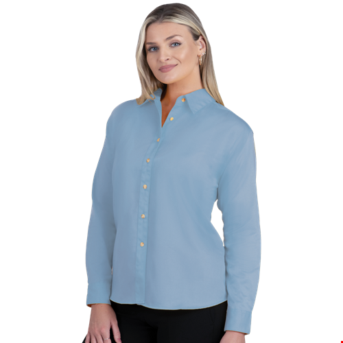 LADIES LONG SLEEVE TEFLON TWILL  -  LIGHT BLUE 2 EXTRA LARGE SOLID