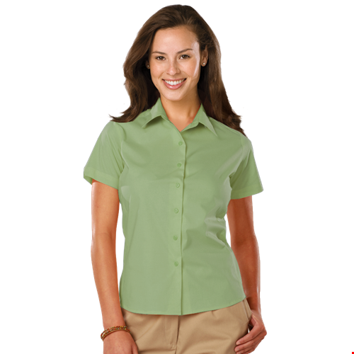 LADIES EASY CARE STRETCH SS POPLIN  -  CACTUS 2 EXTRA LARGE SOLID