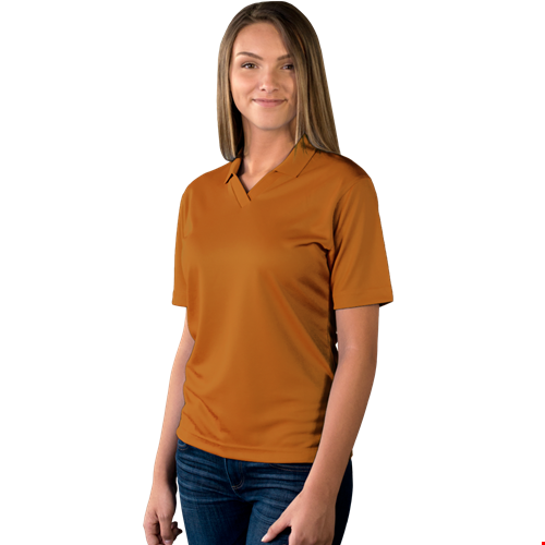 LADIES SOLID WICKING V-NECK  -  BURNT ORANGE 2 EXTRA LARGE SOLID