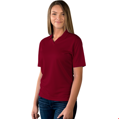 LADIES SOLID WICKING V-NECK  -  BURGUNDY 2 EXTRA LARGE SOLID