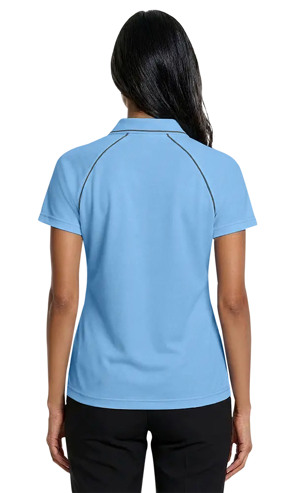 LADIES WICKING PIPED POLO  -  LIGHT BLUE 2 EXTRA LARGE SOLID